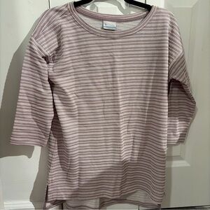 Columbia Women's Short Sleeve Top in Light Purple Stripes